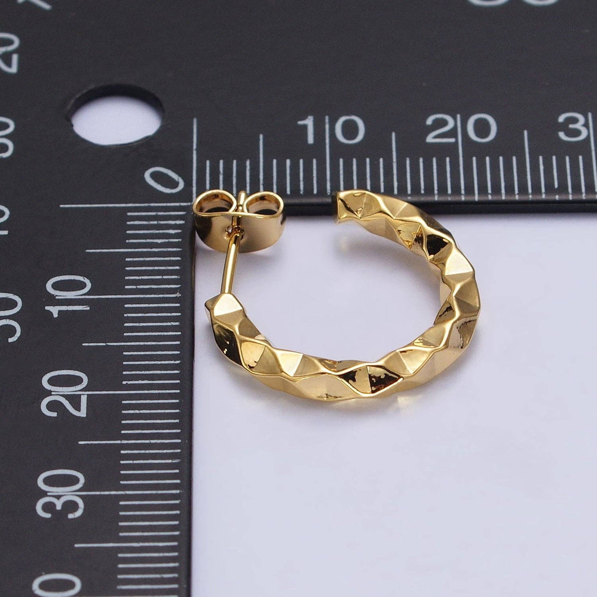 #240 | 16K Gold Filled Hammered Geometric Abstract C-Shaped Hoops Earring