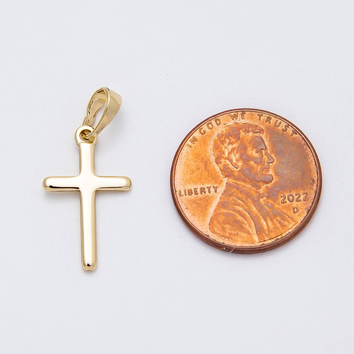 (#75) 14K Gold Filled 19mm Minimalist Cross Religious Pendant