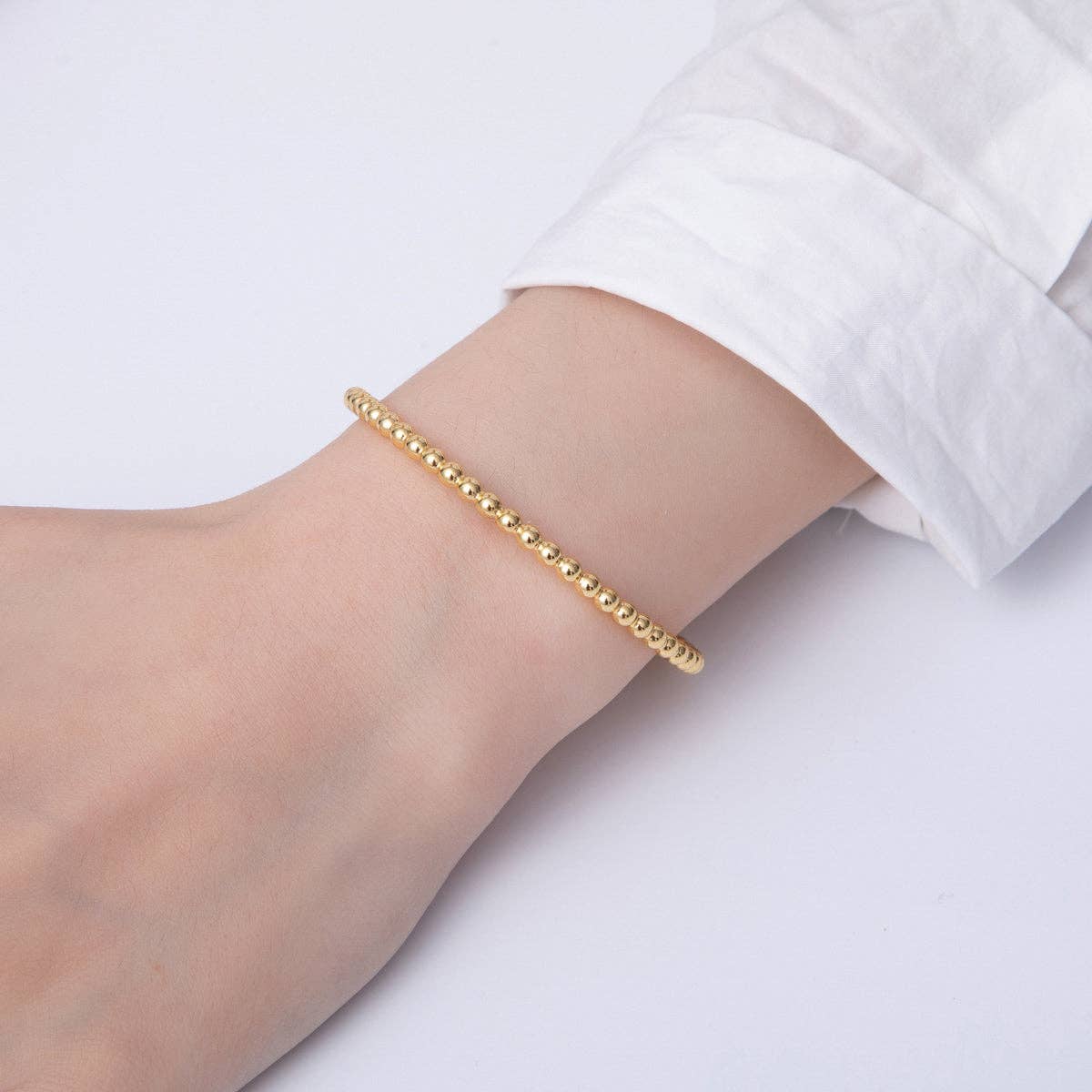 #221 | 18K Gold Filled 3.5mm Round Beaded Bubble Cuff Bracelet