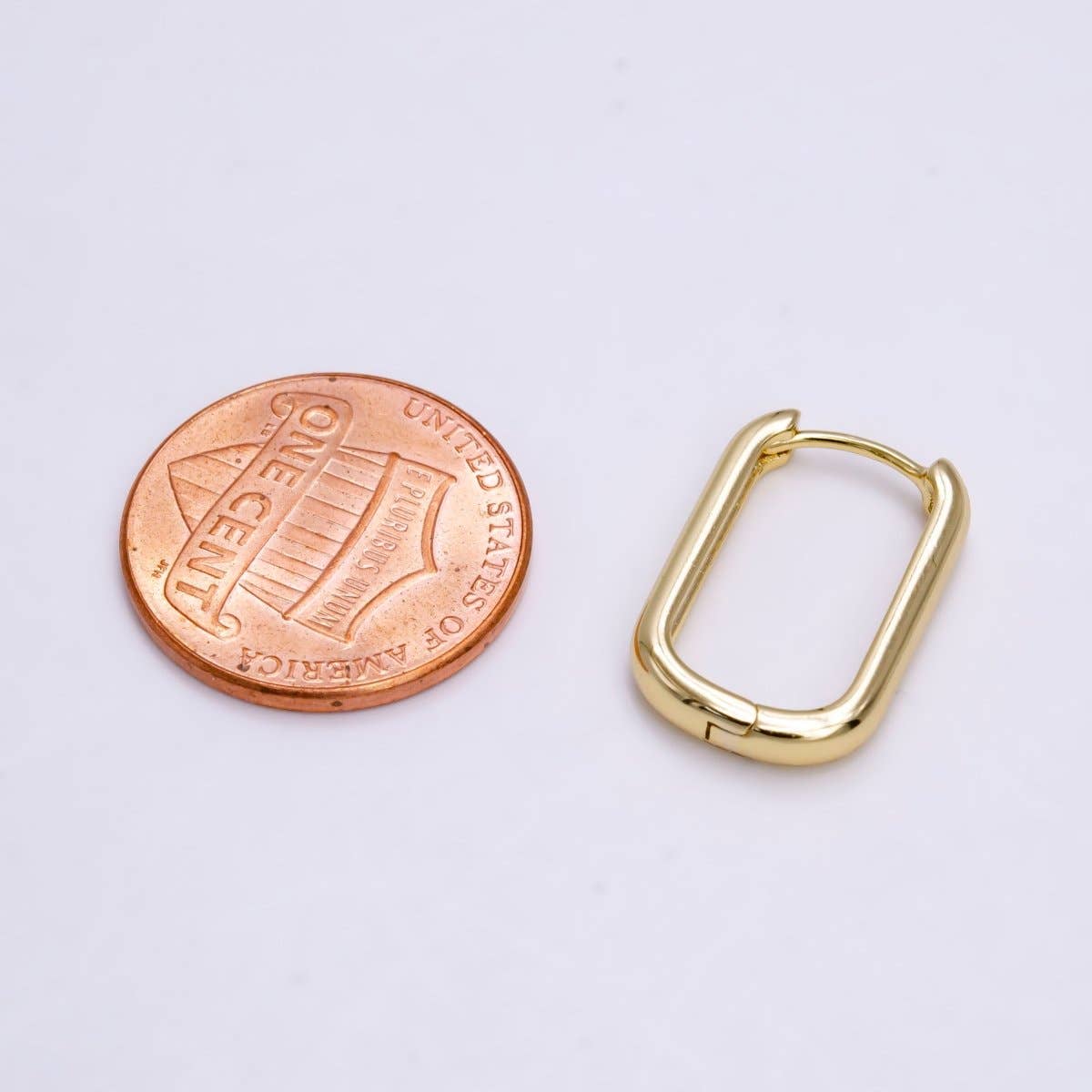 (#83) 14K Gold Filled or Silver 18mm Oblong Minimalist Huggie Hoop Earrings