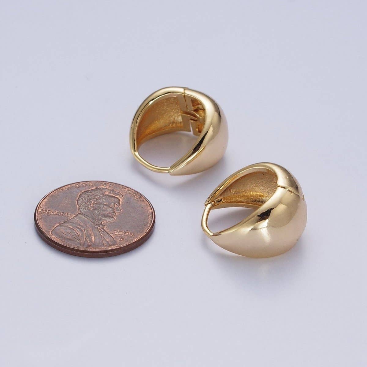#220 | 24K Gold Filled Wide Chubby Band Hoops Huggie Earrings