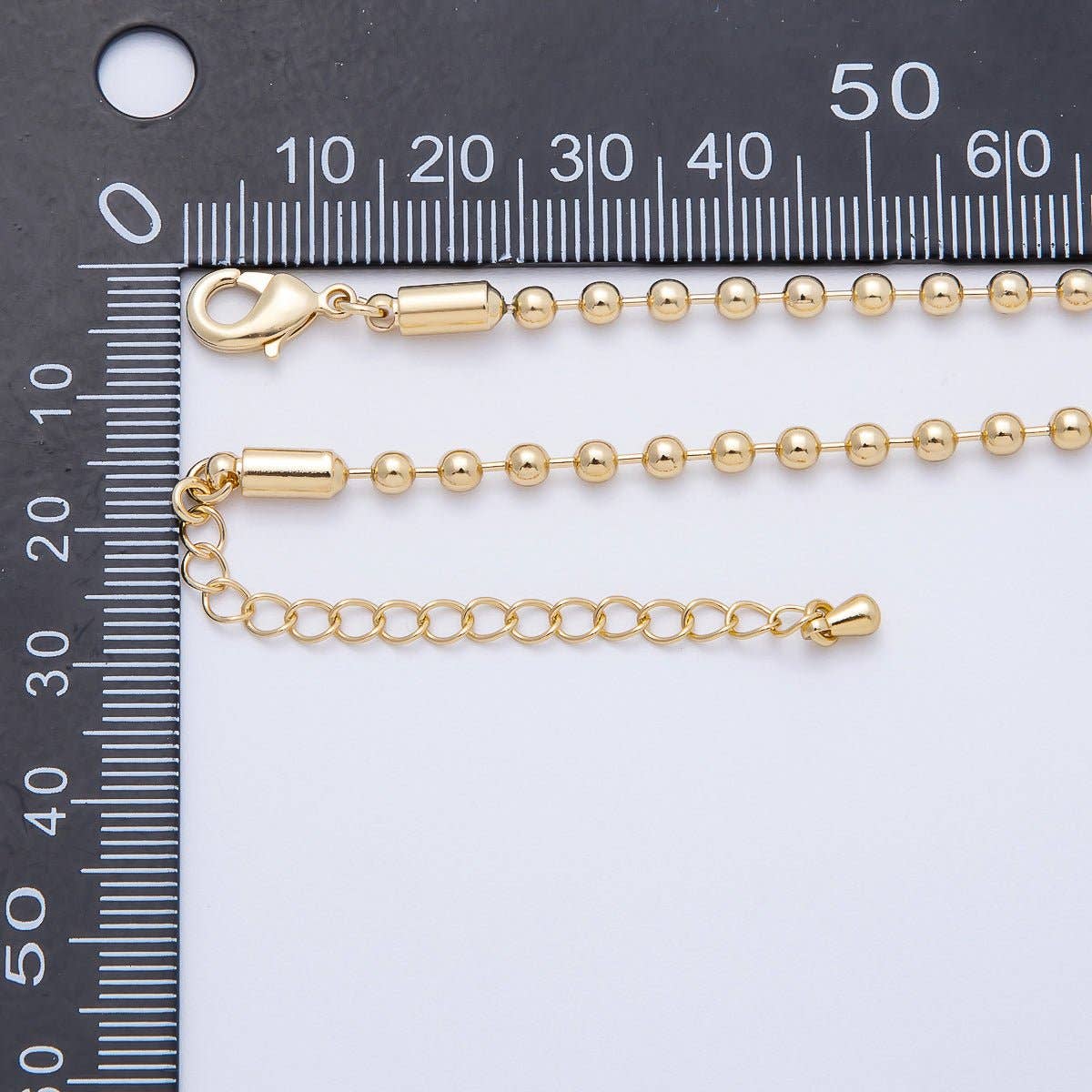 #239 | 16K Gold Filled 3mm Round Ball Bead Chain 18 Inch Necklace w. Extender