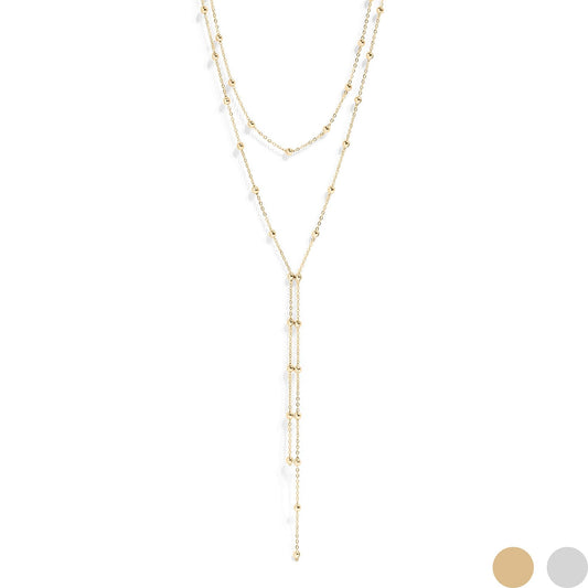 #213 | 18K Gold PVD Stainless Steel Satellite Layered Lariat Necklace