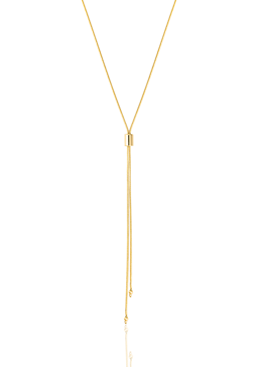 #205 Adjustable Bolo Box Chain Tie With Gold Bead