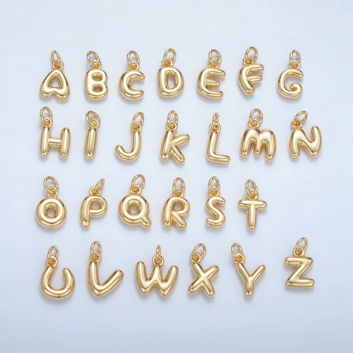 (#84) 16K Gold Filled 10mm Initial Letter Chubby Balloon Mini Charm