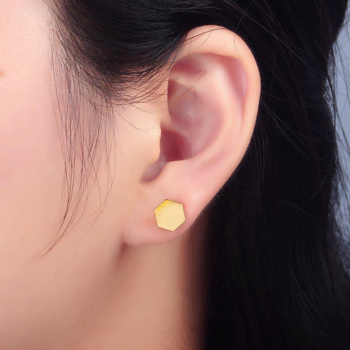 #236 | 24K Gold Filled Hexagon Minimalist Stud Earrings