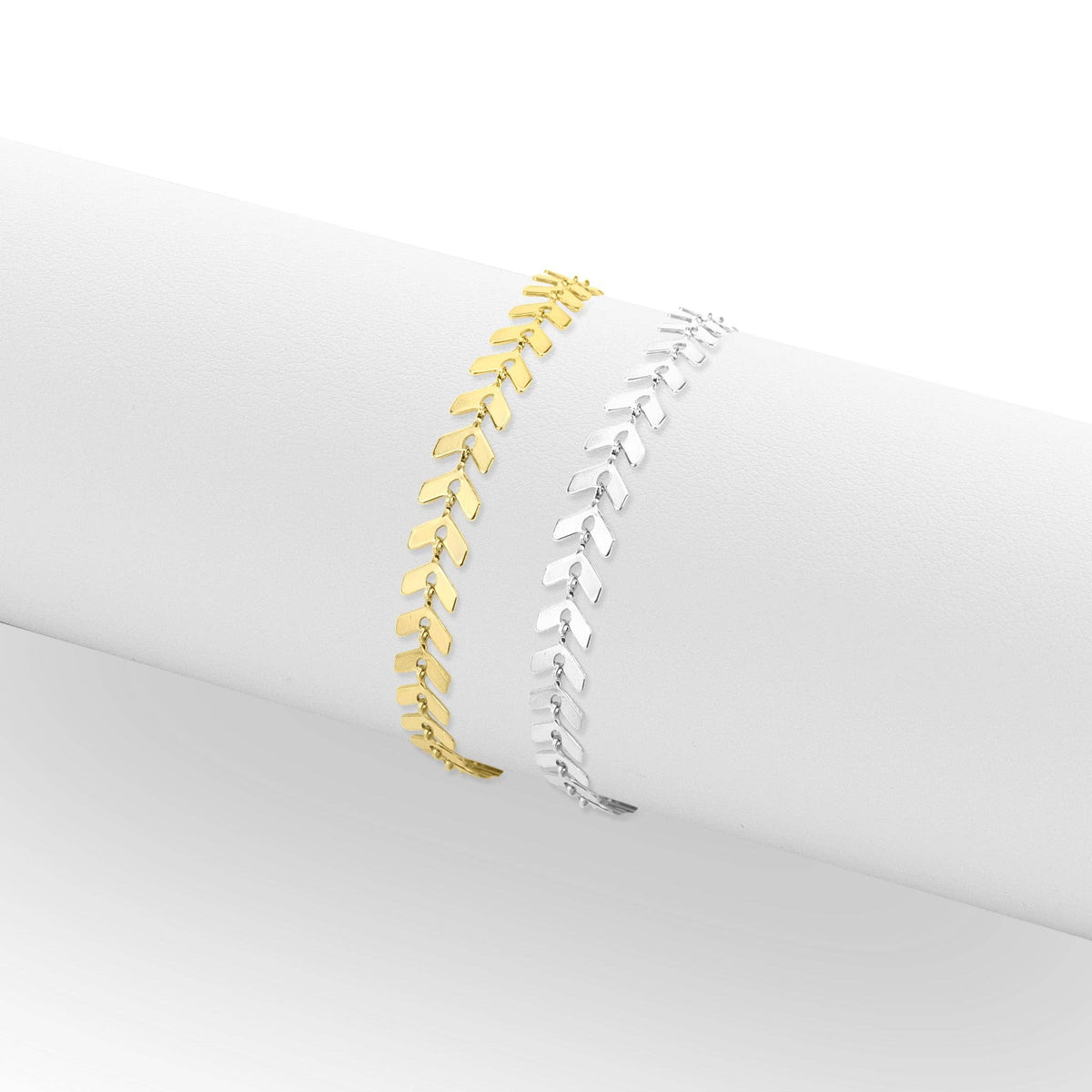 #208 Stainless Steel Gold Chevron Chain Bracelet