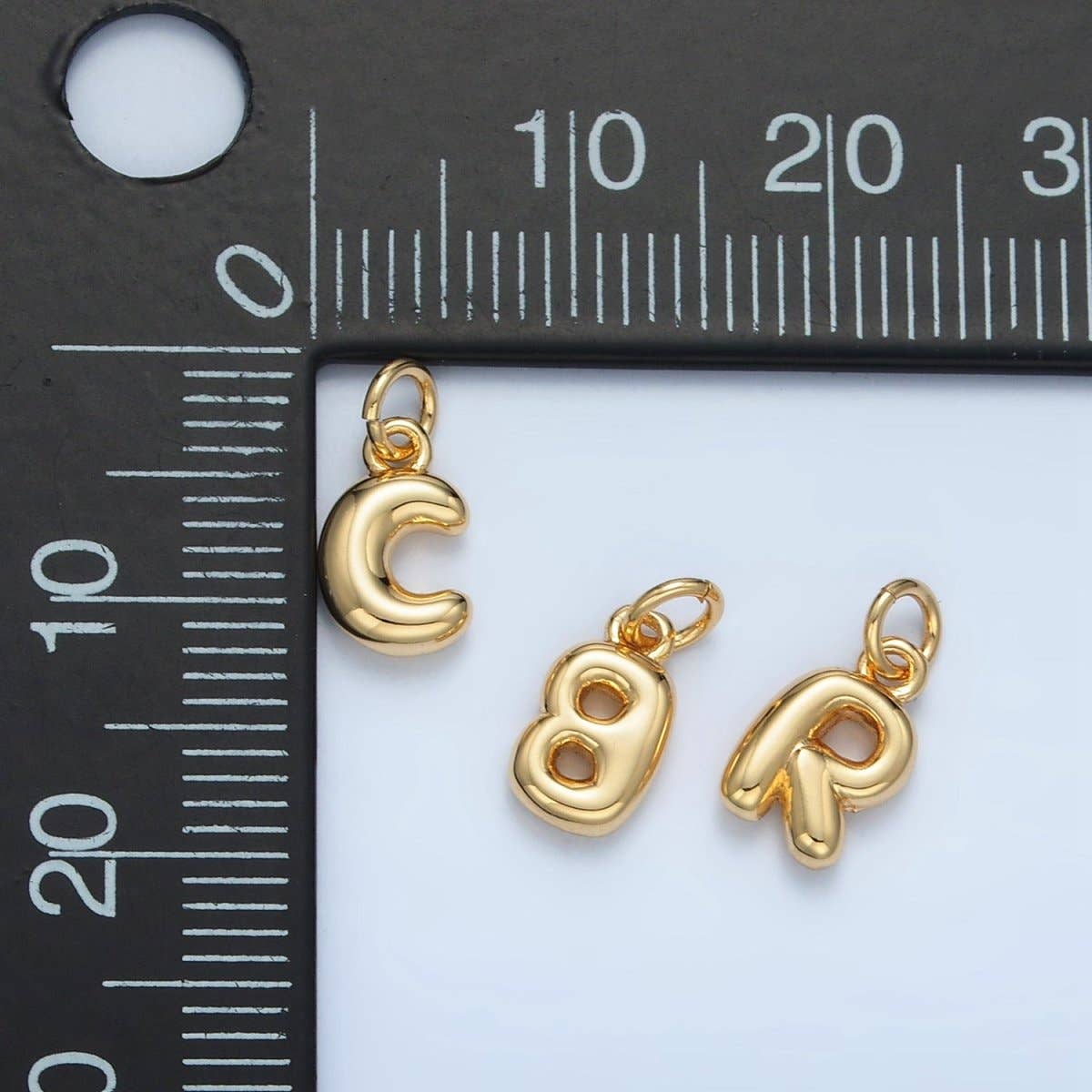 (#84) 16K Gold Filled 10mm Initial Letter Chubby Balloon Mini Charm