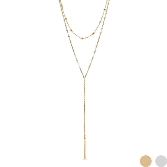 #212 | 18K Gold PVD Stainless Steel Drop Bar Lariat Necklace