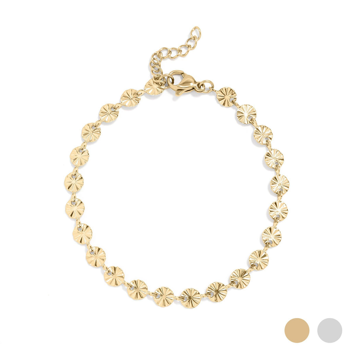 #206 18K Gold PVD Stainless Steel Sunburst Chain Bracelet