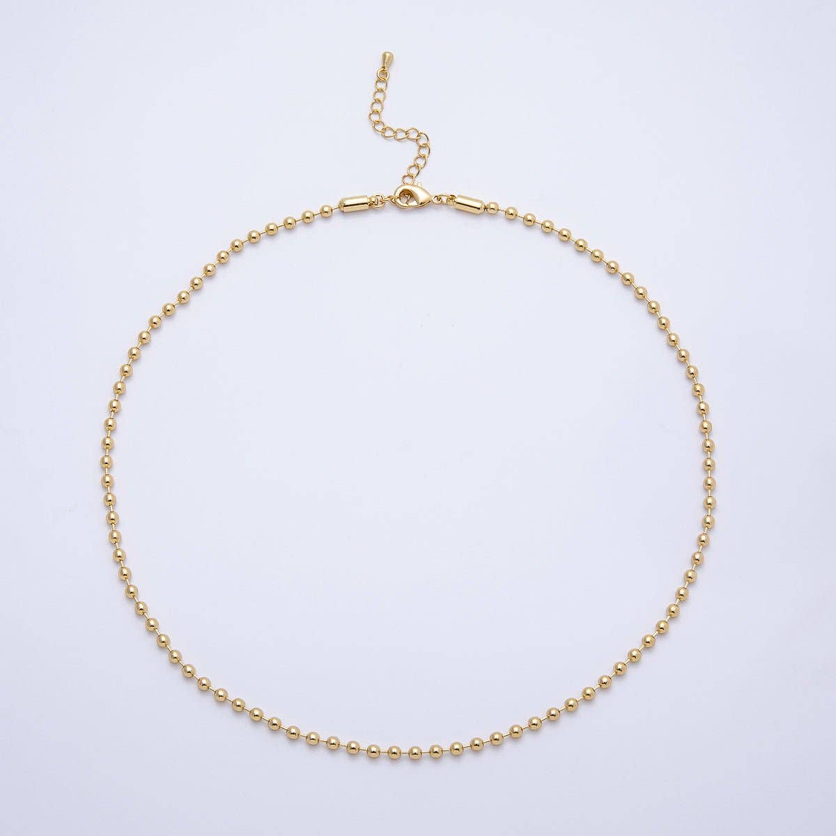 #239 | 16K Gold Filled 3mm Round Ball Bead Chain 18 Inch Necklace w. Extender