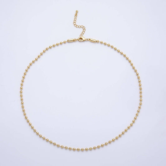 #239 | 16K Gold Filled 3mm Round Ball Bead Chain 18 Inch Necklace w. Extender