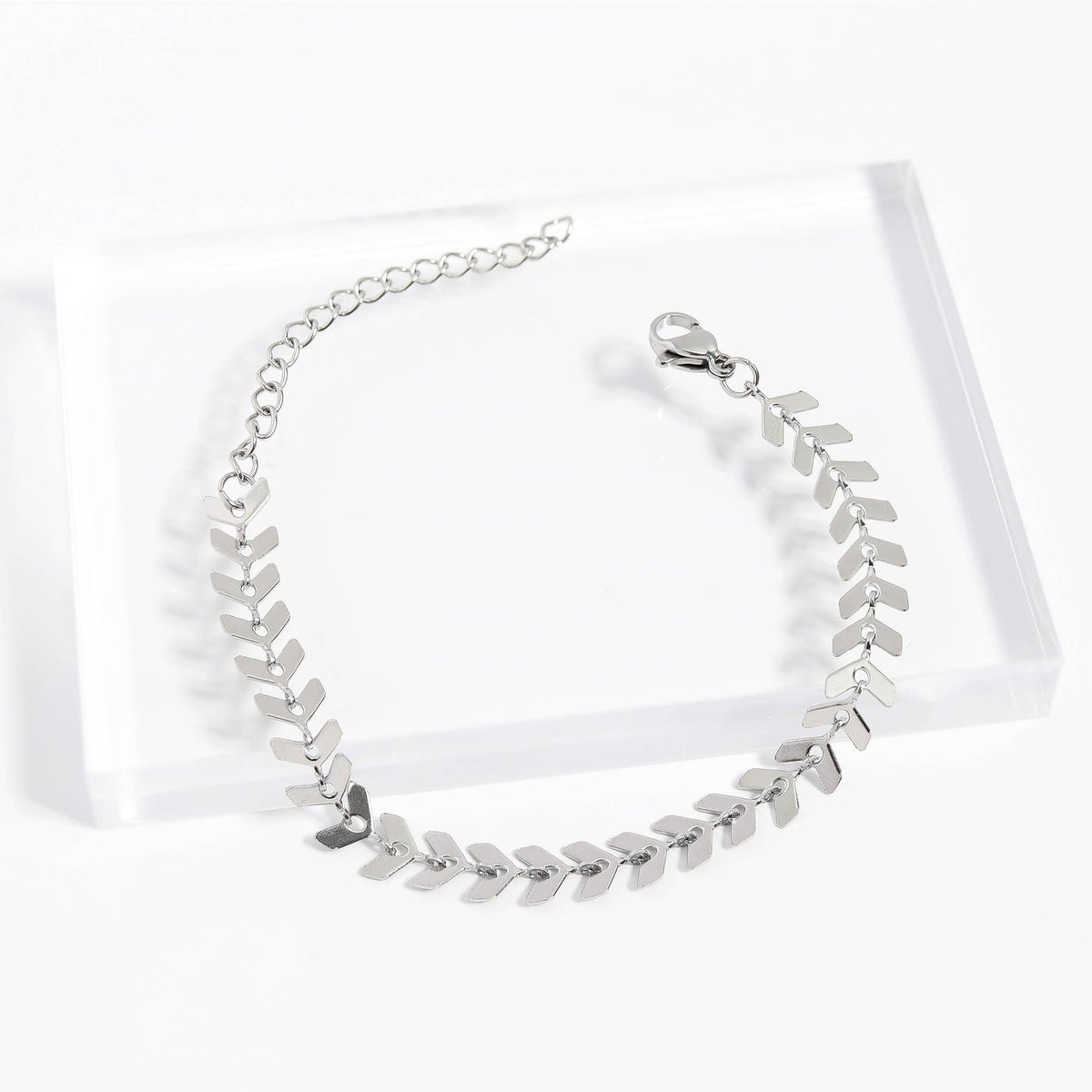 #208 Stainless Steel Gold Chevron Chain Bracelet