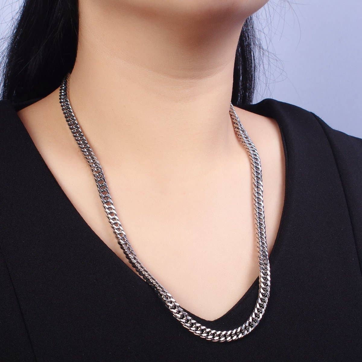 (#80) Men's Stainless Steel 7mm Cuban Chain Necklace 23.5 inch