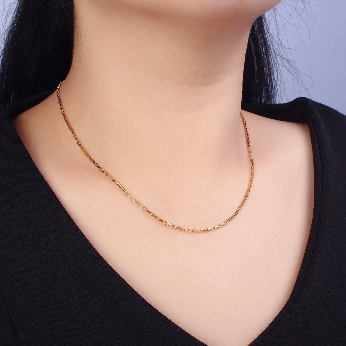 #244 | Gold Paperclip Chain Necklace Dainty Stainless Steel 17.7 inches