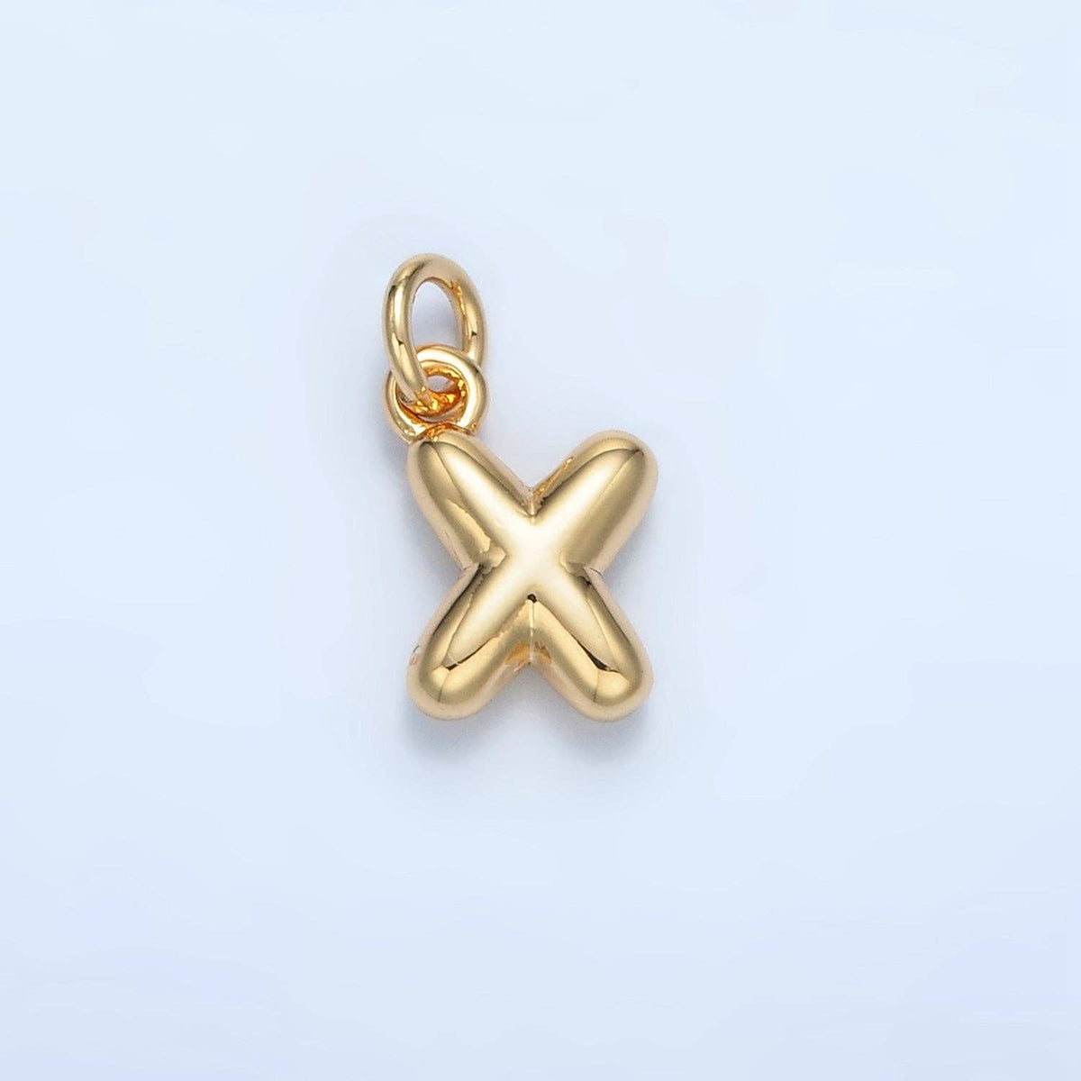(#84) 16K Gold Filled 10mm Initial Letter Chubby Balloon Mini Charm