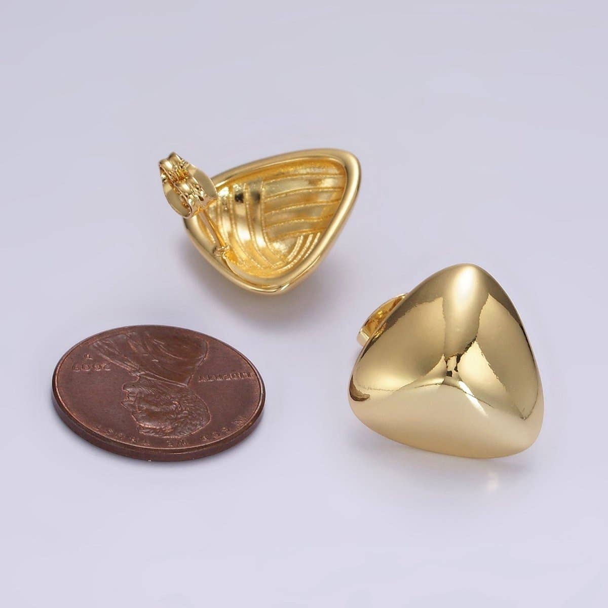#237 | 14K Gold Filled 17mm Edged Triangle Minimalist Geometric Stud Earrings | V064