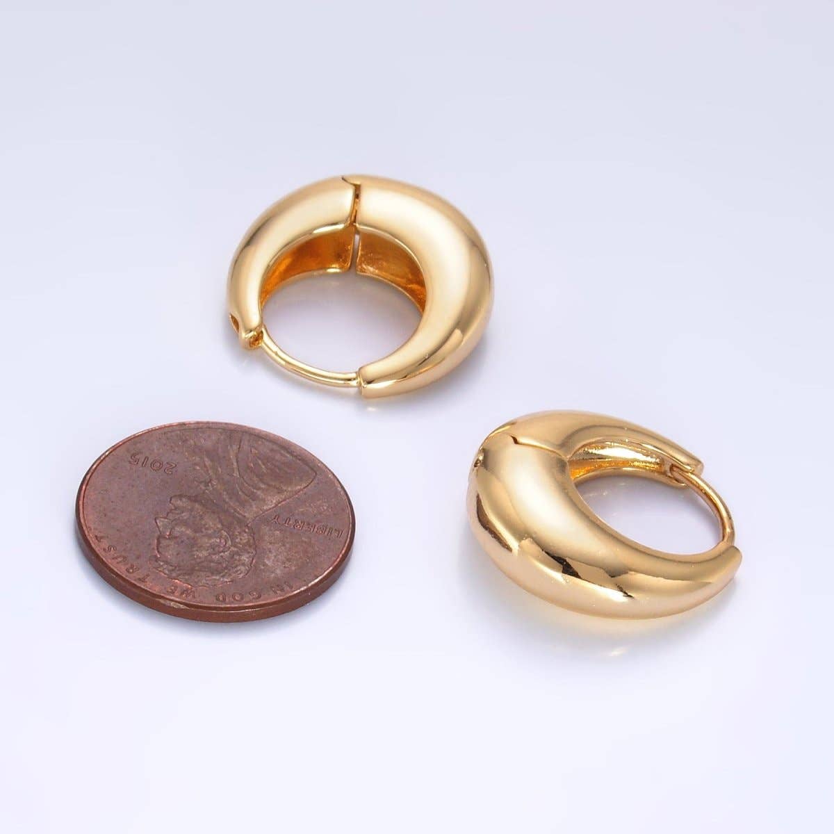 (#88) 14K Gold Filled or Silver 19mm Chubby Dome Minimalist Huggie Earrings