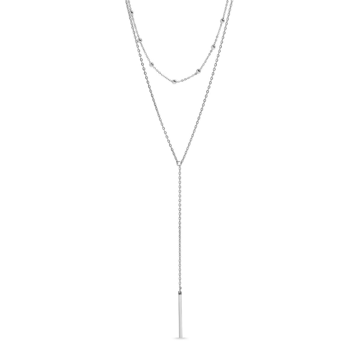 #212 | 18K Gold PVD Stainless Steel Drop Bar Lariat Necklace