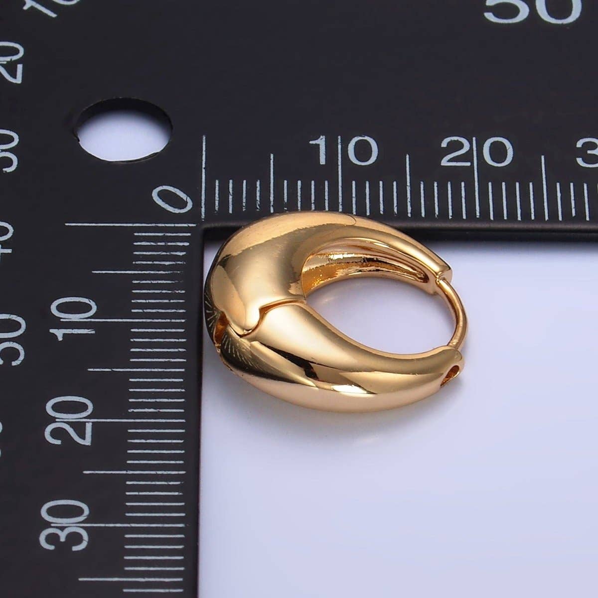 (#88) 14K Gold Filled or Silver 19mm Chubby Dome Minimalist Huggie Earrings