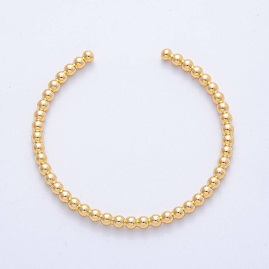 #221 | 18K Gold Filled 3.5mm Round Beaded Bubble Cuff Bracelet