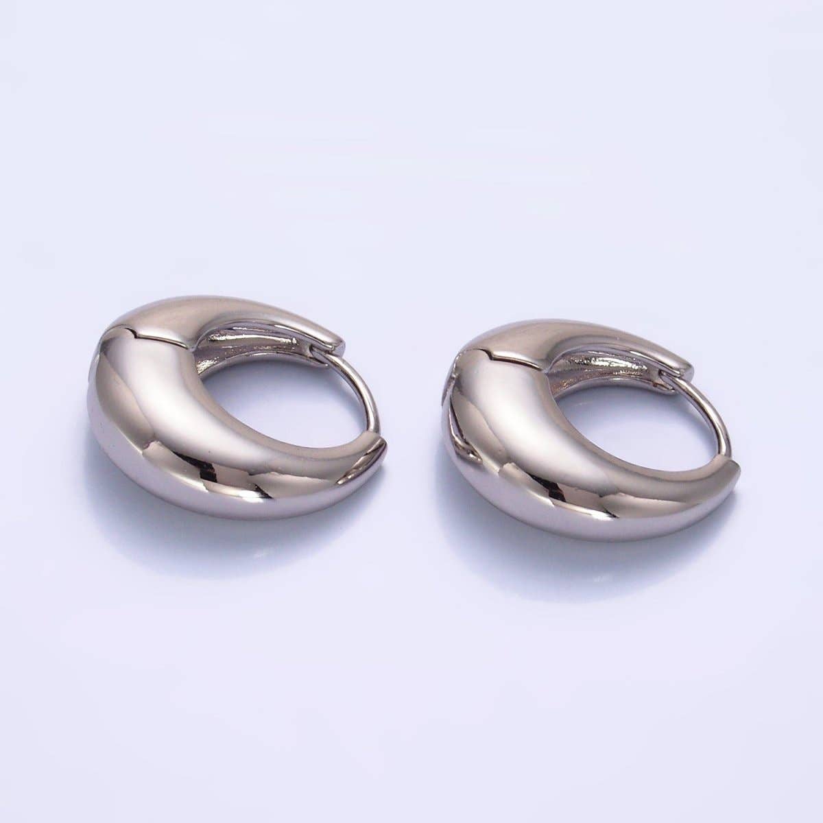 (#88) 14K Gold Filled or Silver 19mm Chubby Dome Minimalist Huggie Earrings