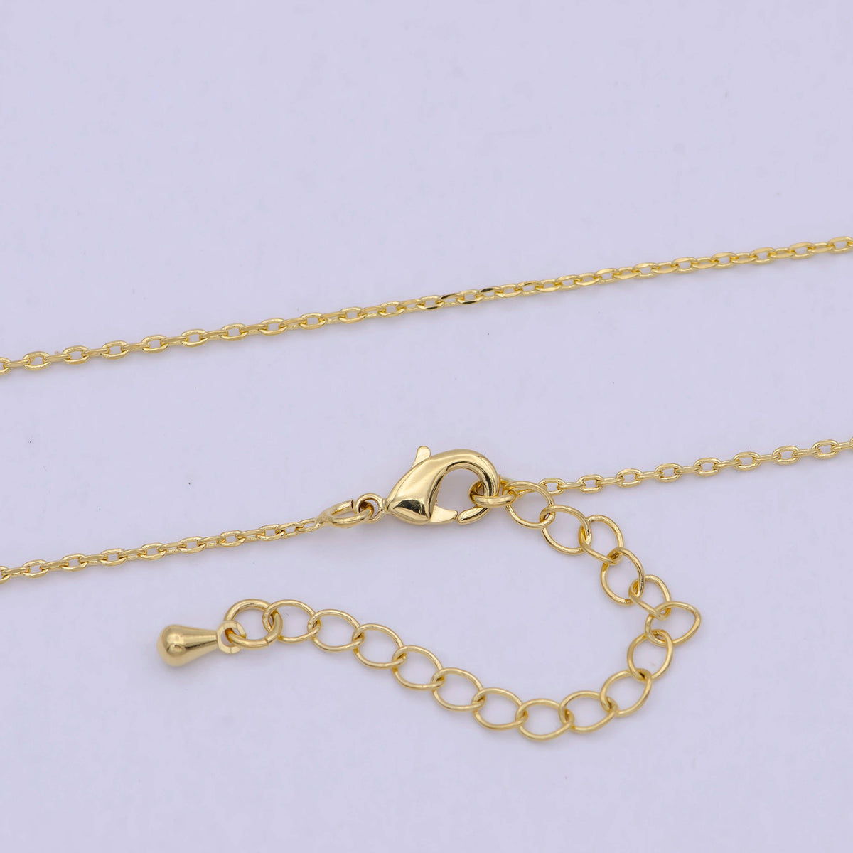 (#17) Dainty Cable Chain 24K Gold Filled Chain Necklace 17.7 inch + 2 inch long extension