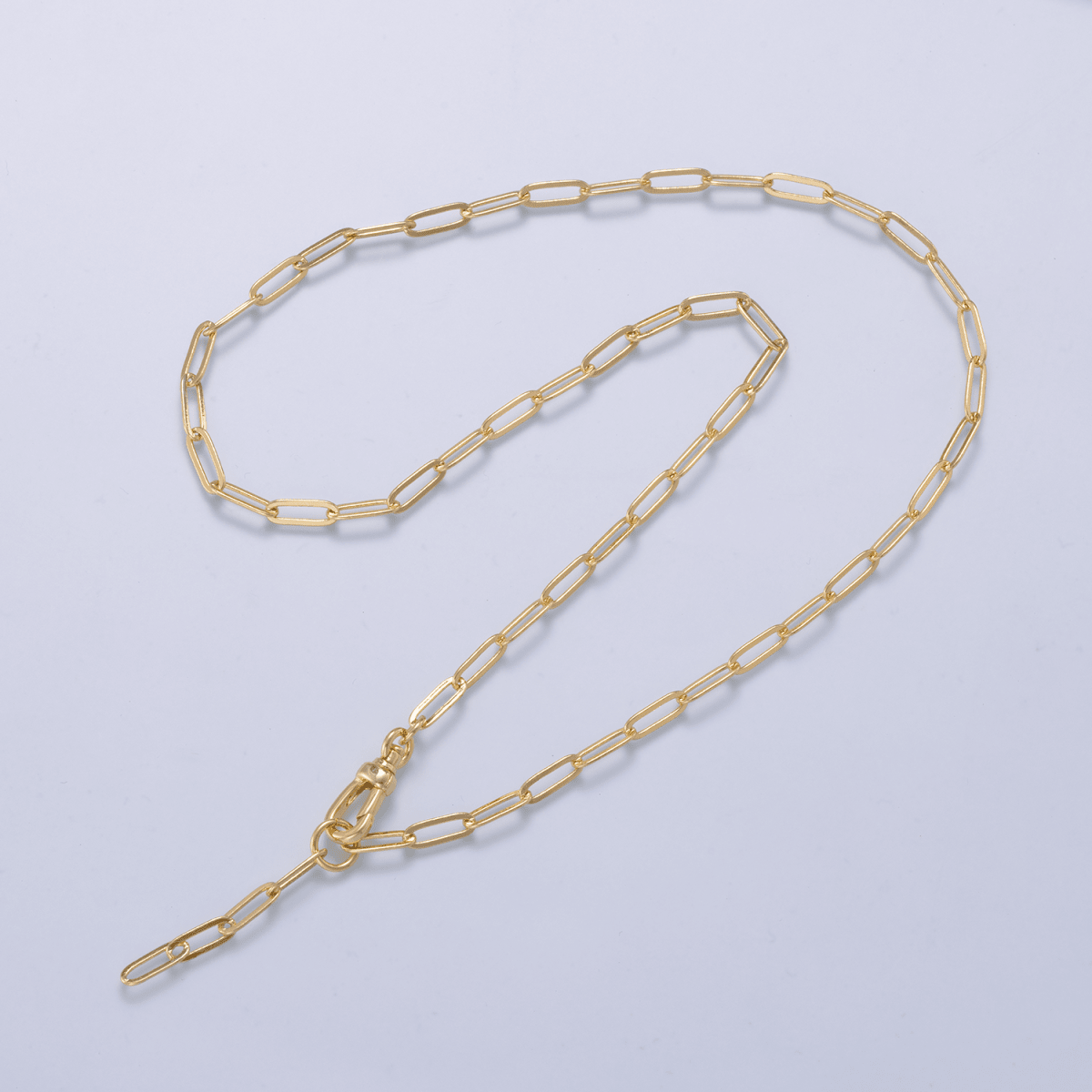 #222 | 16K Gold Filled 3mm Minimalist Paperclip Lariat Chain 18 Inch Necklace