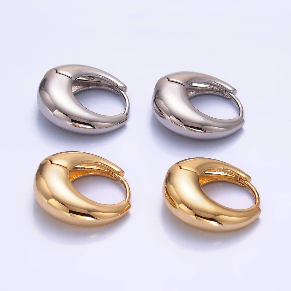 (#88) 14K Gold Filled or Silver 19mm Chubby Dome Minimalist Huggie Earrings