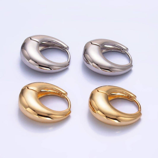 (#88) 14K Gold Filled or Silver 19mm Chubby Dome Minimalist Huggie Earrings