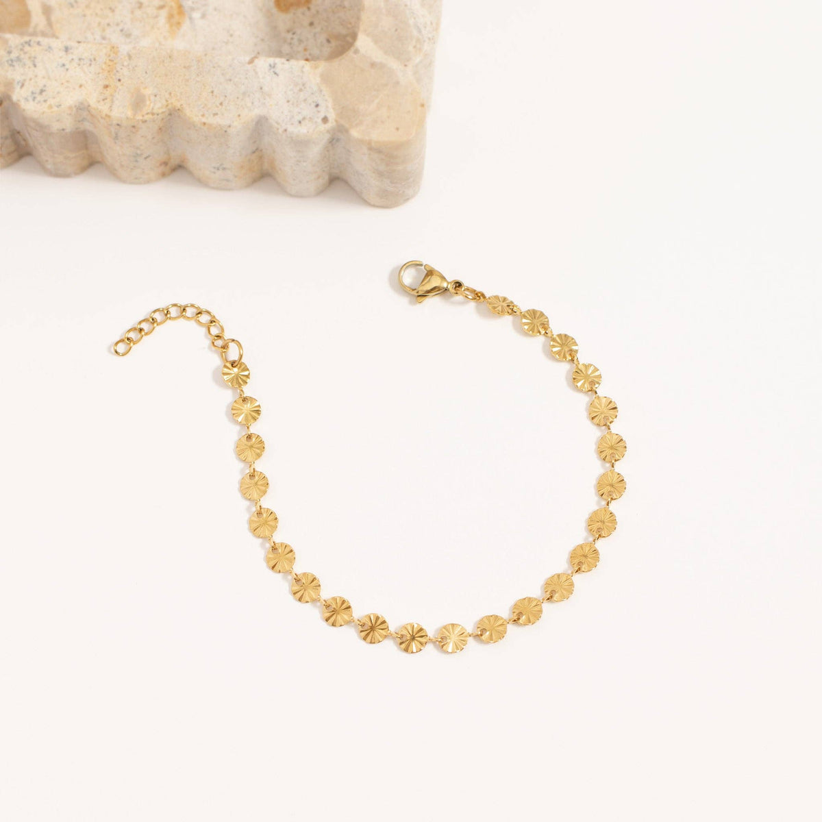 #206 18K Gold PVD Stainless Steel Sunburst Chain Bracelet