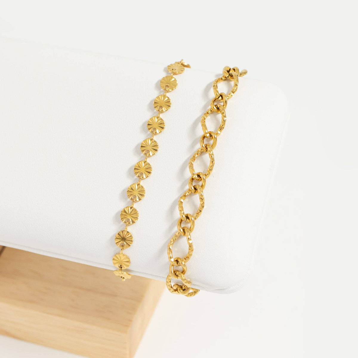 #206 18K Gold PVD Stainless Steel Sunburst Chain Bracelet