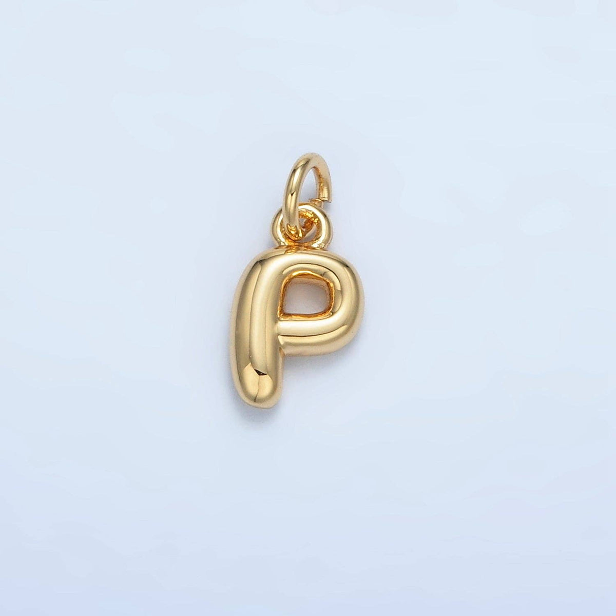 (#84) 16K Gold Filled 10mm Initial Letter Chubby Balloon Mini Charm