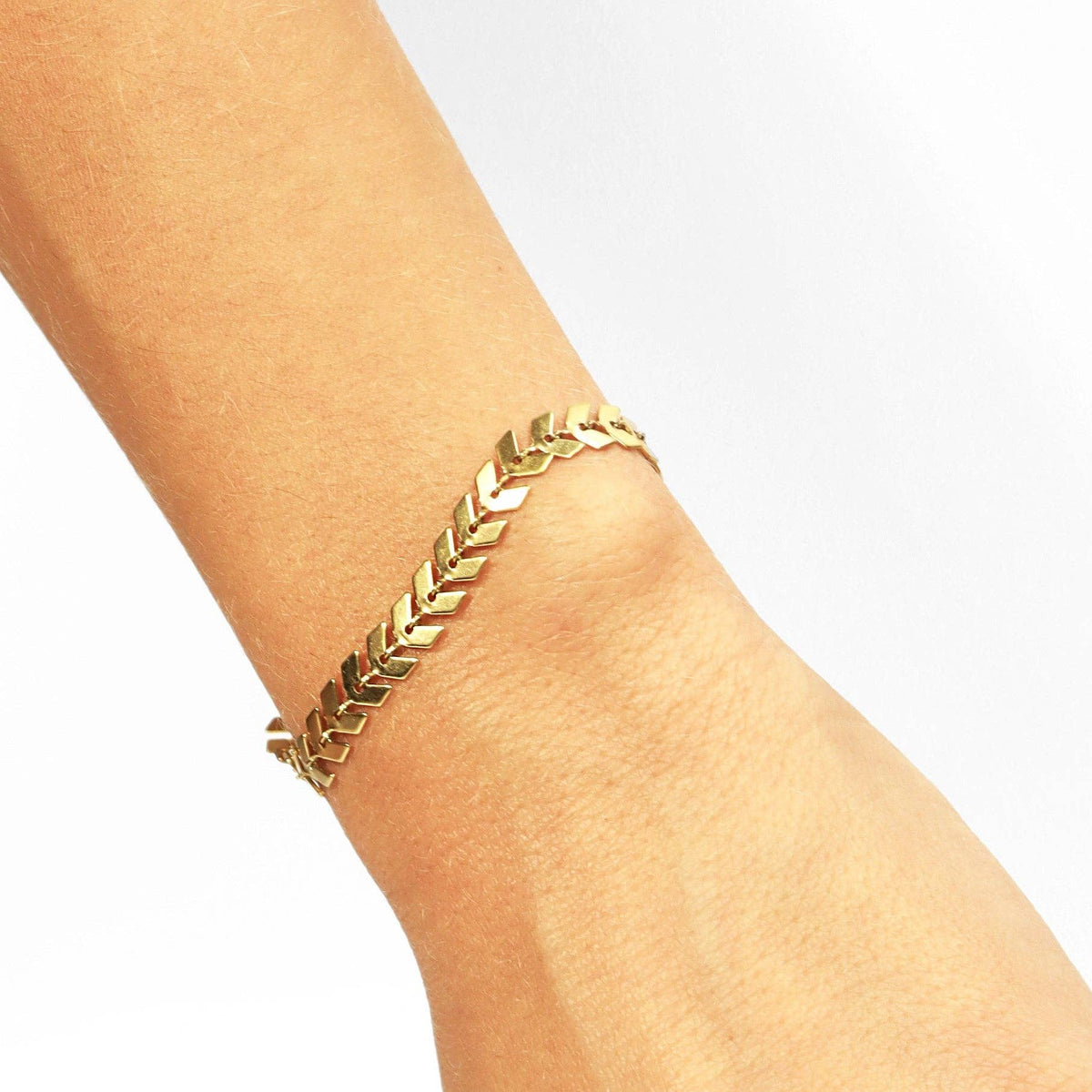 #208 Stainless Steel Gold Chevron Chain Bracelet