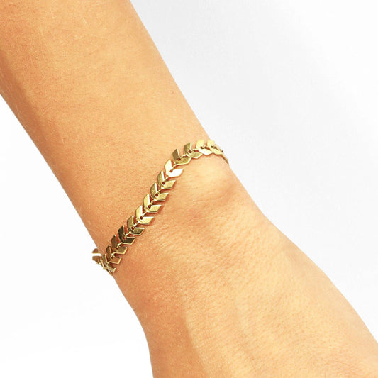 #208 Stainless Steel Gold Chevron Chain Bracelet