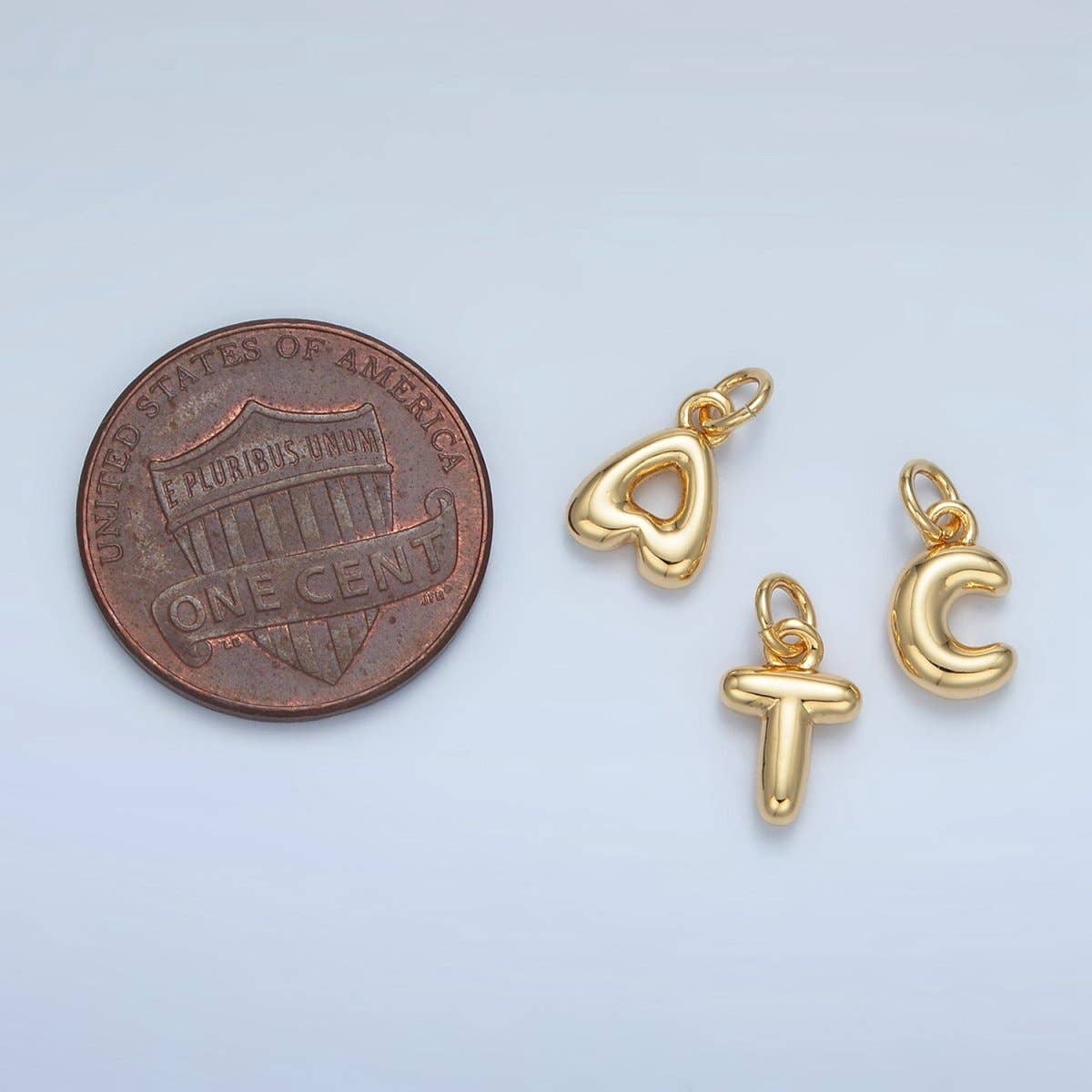(#84) 16K Gold Filled 10mm Initial Letter Chubby Balloon Mini Charm