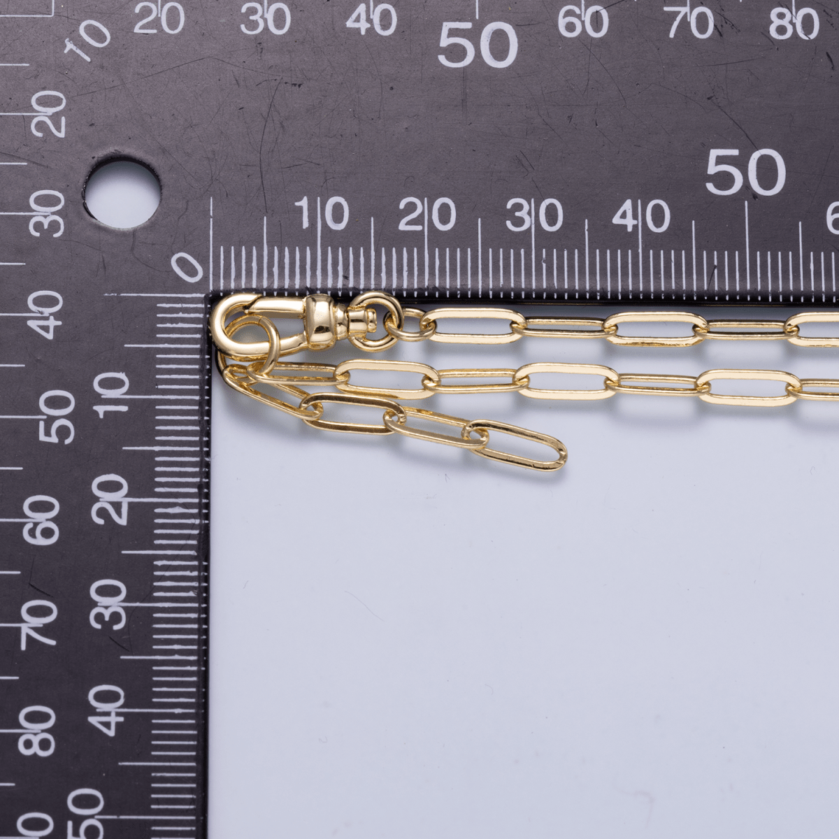#222 | 16K Gold Filled 3mm Minimalist Paperclip Lariat Chain 18 Inch Necklace