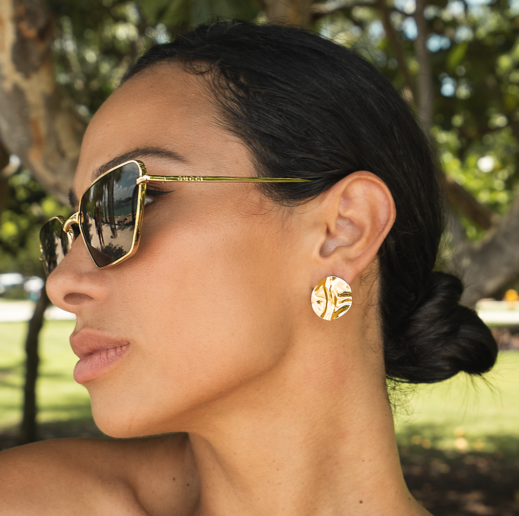#204 18K Gold Filled Small Round Minimalist Stud Earrings (L390)
