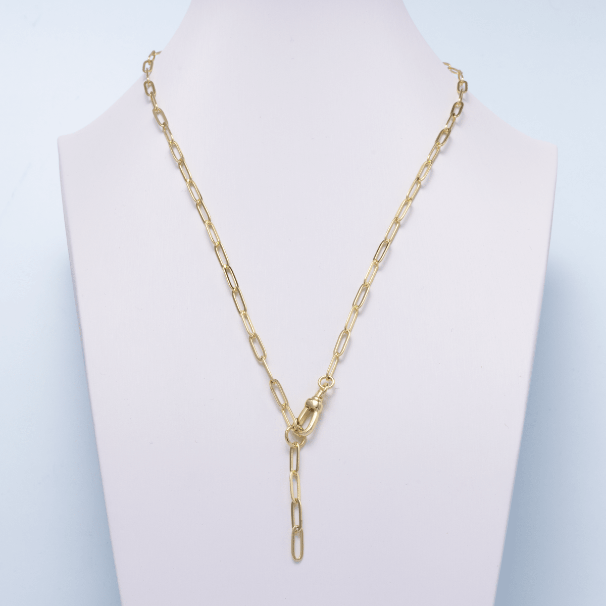 #222 | 16K Gold Filled 3mm Minimalist Paperclip Lariat Chain 18 Inch Necklace