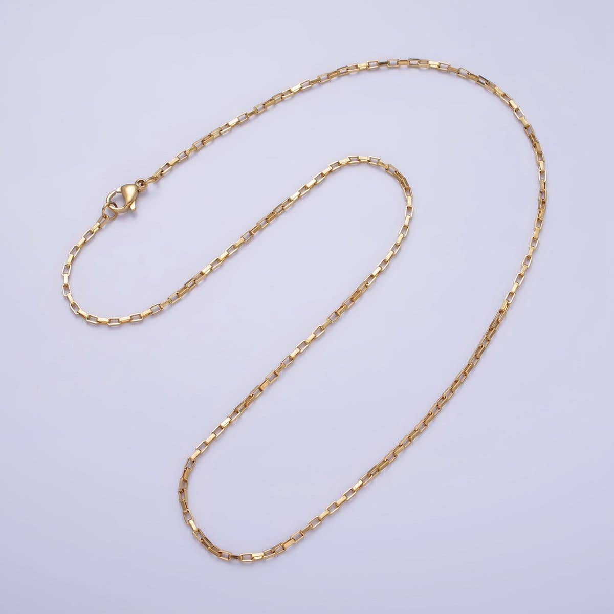 #244 | Gold Paperclip Chain Necklace Dainty Stainless Steel 17.7 inches