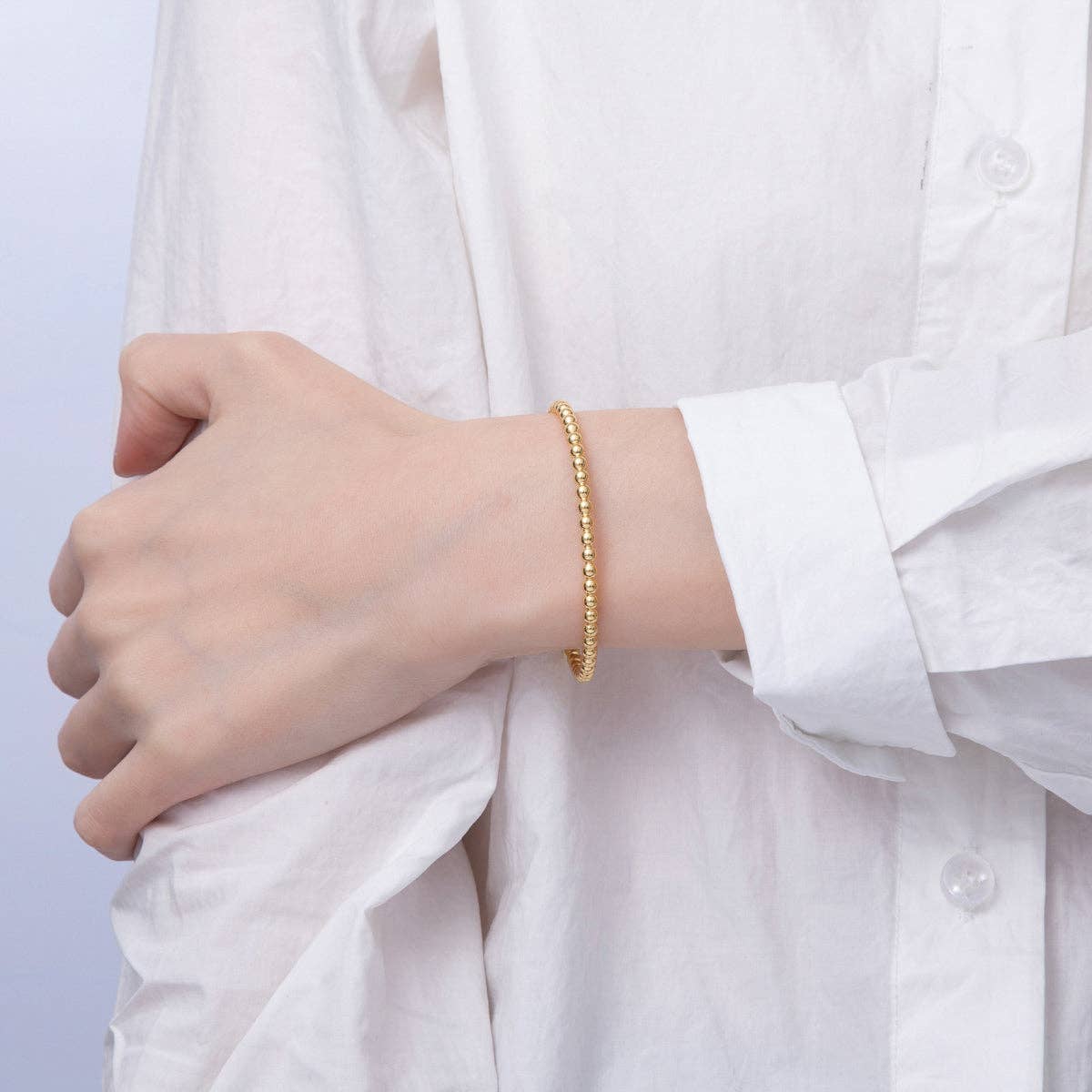 #221 | 18K Gold Filled 3.5mm Round Beaded Bubble Cuff Bracelet