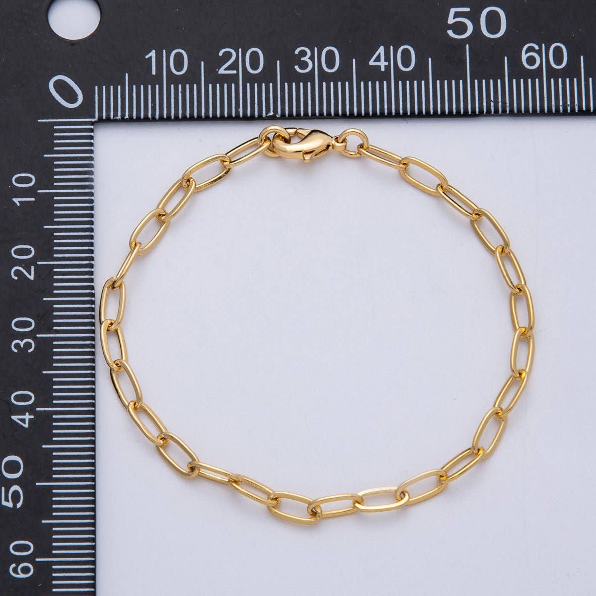 (#9) 18K Gold Filled 7.4mm x 3.6mm Minimalist Paperclip Chain 6.5 Inch Bracelet