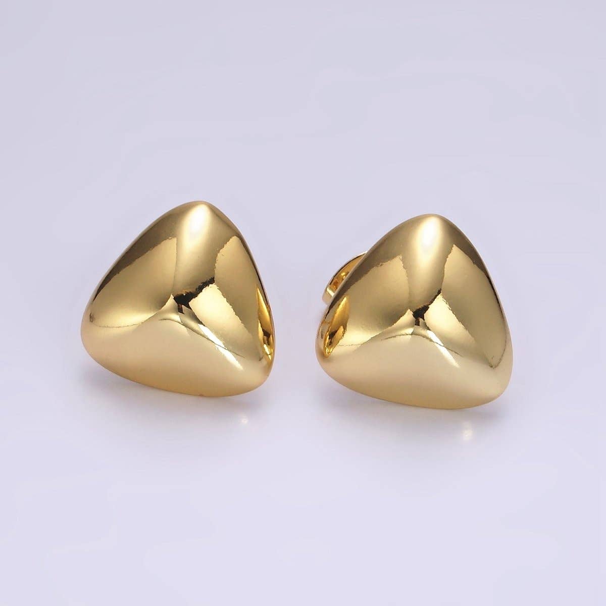 #237 | 14K Gold Filled 17mm Edged Triangle Minimalist Geometric Stud Earrings | V064