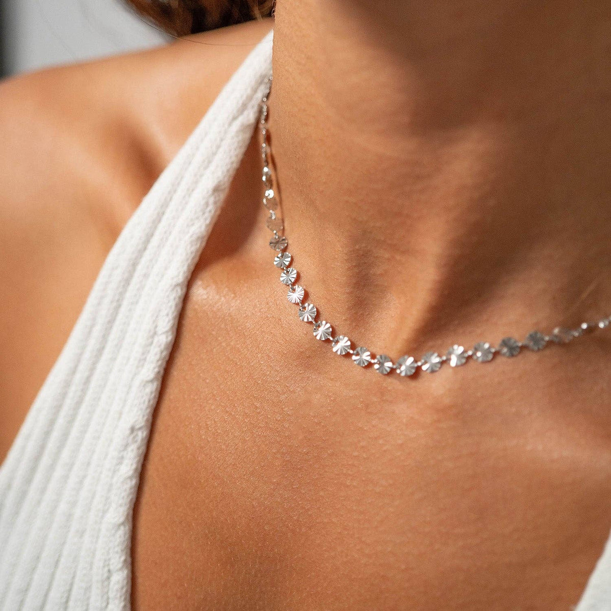 #207 18K Gold PVD Stainless Steel Sunburst Chain Necklace