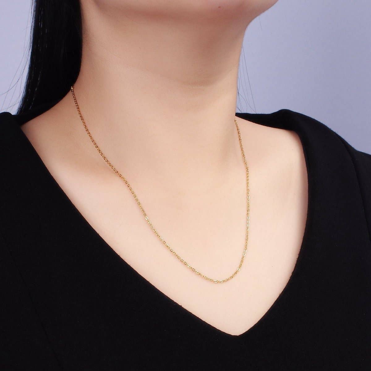 #150 | Stainless Steel 1.2mm Cable Chain 18 Inch Necklace w. Extender in Gold & Silver