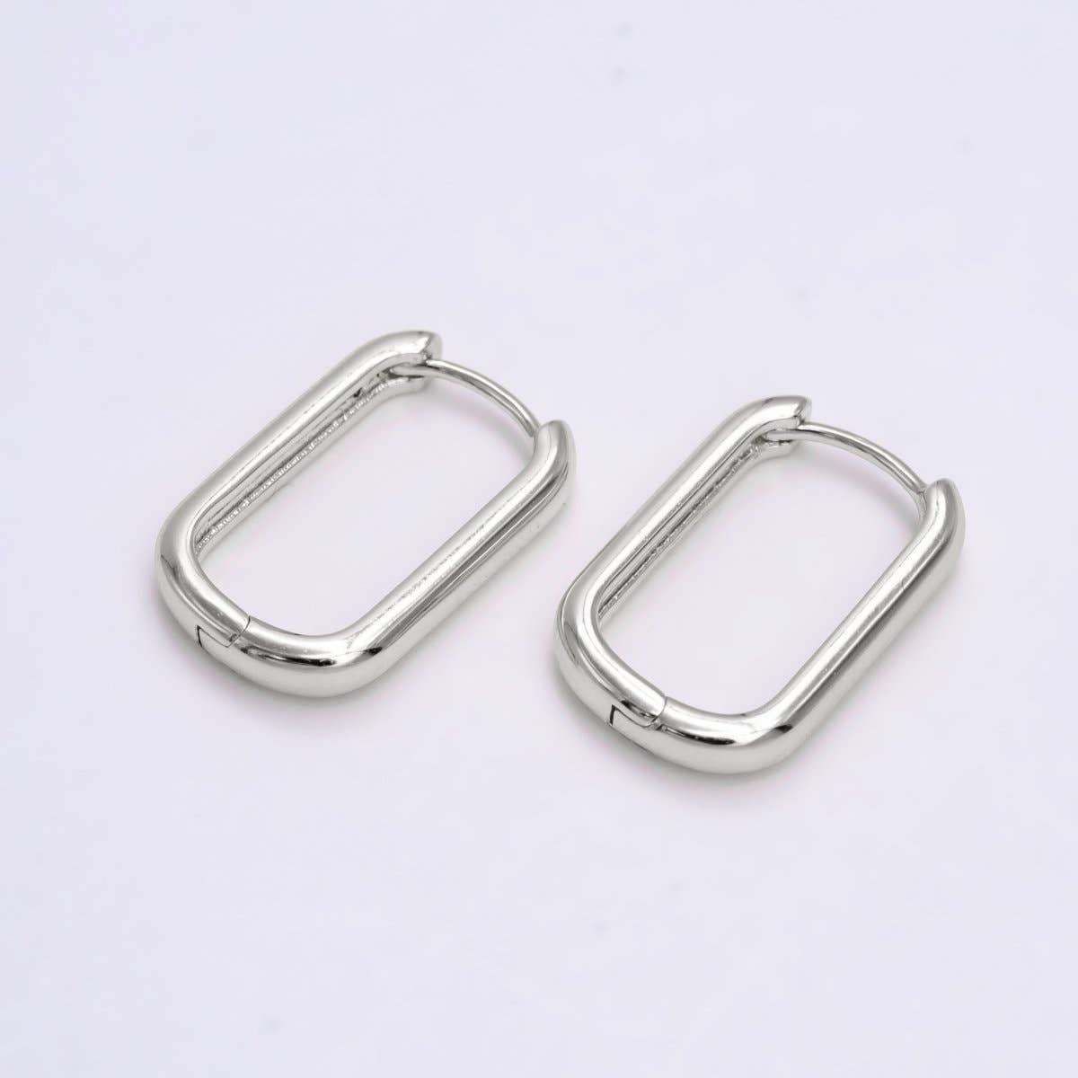 (#83) 14K Gold Filled or Silver 18mm Oblong Minimalist Huggie Hoop Earrings
