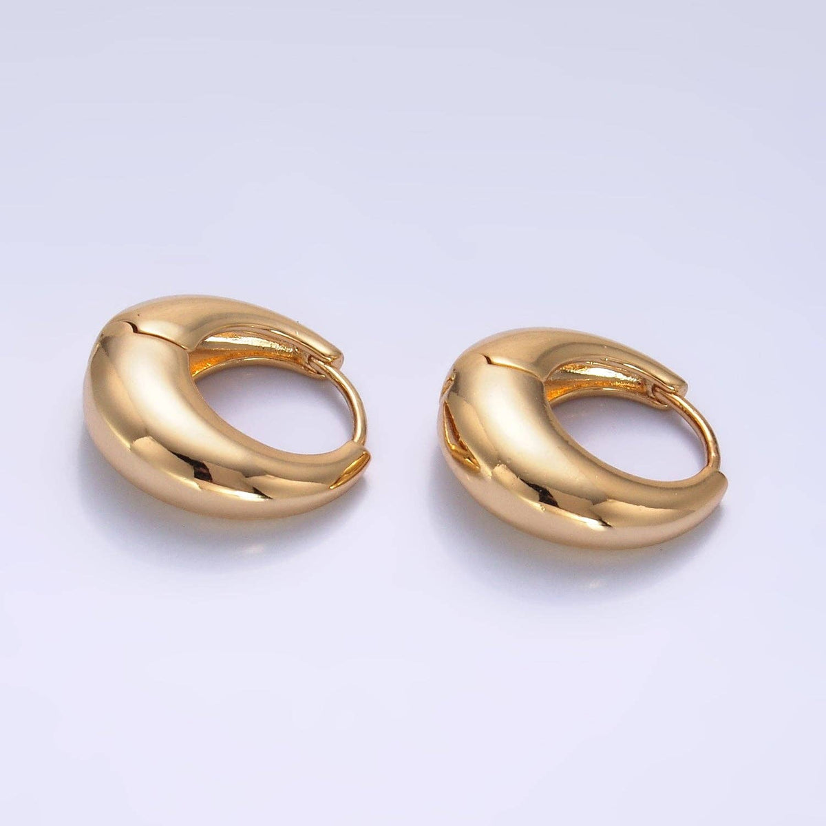 (#88) 14K Gold Filled or Silver 19mm Chubby Dome Minimalist Huggie Earrings