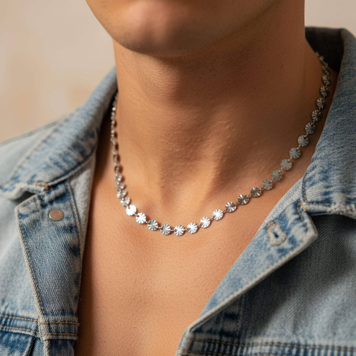 #207 18K Gold PVD Stainless Steel Sunburst Chain Necklace