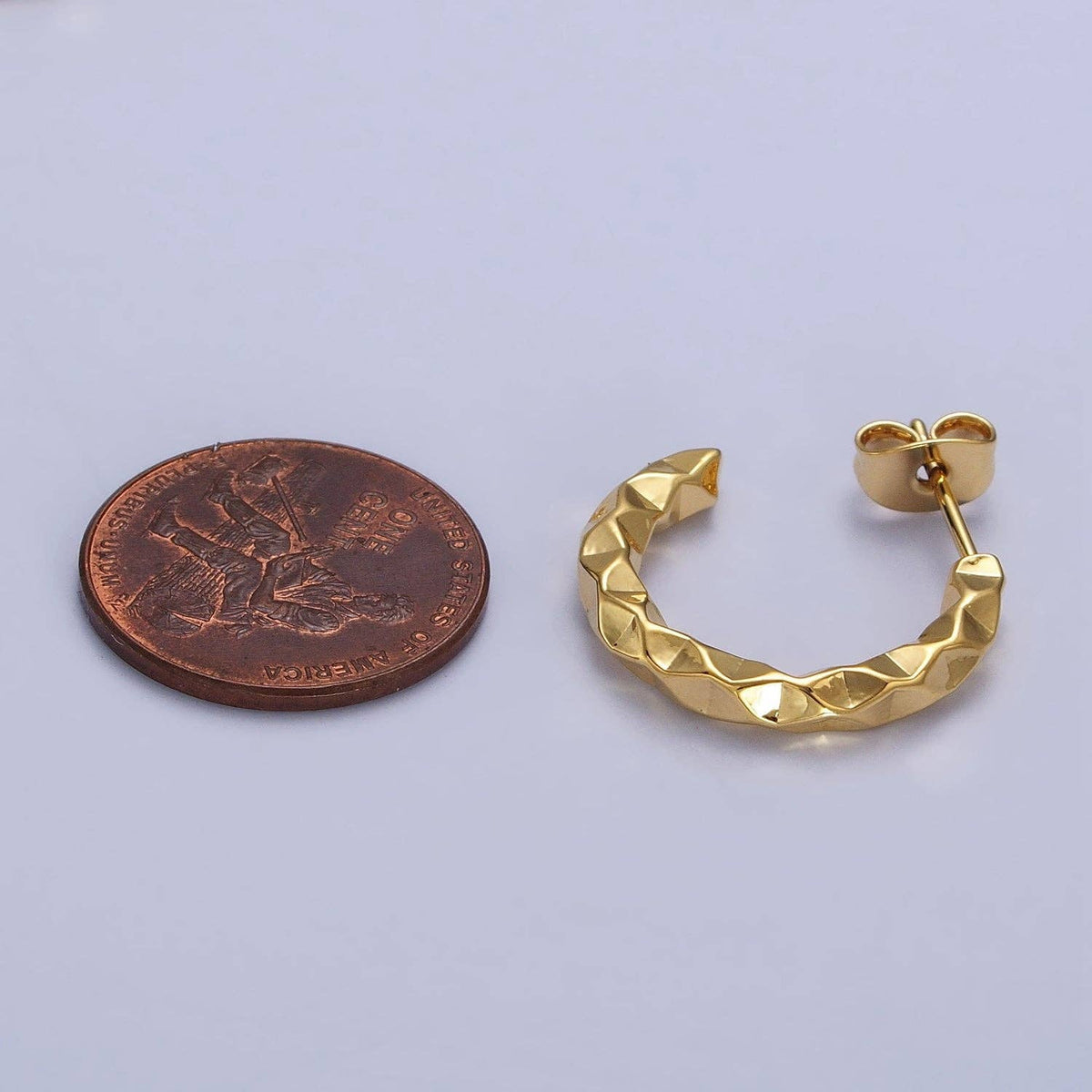 #240 | 16K Gold Filled Hammered Geometric Abstract C-Shaped Hoops Earring