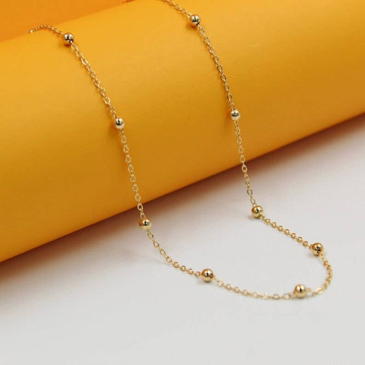#203 18K Gold Filled Beaded Cable Chain Bracelet (F63)(I138A)